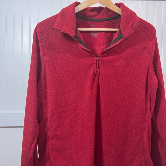 GAP Sweaters - GAP Red Microfleece 1/4 Zip Pullover Sweater Women's L Quarter Zip Fleece Top